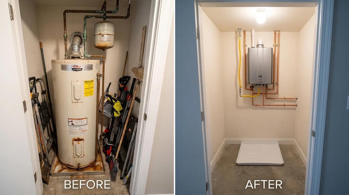 Tank water heater versus wall-mounted tankless unit comparison for Ferndale, MI homeowners